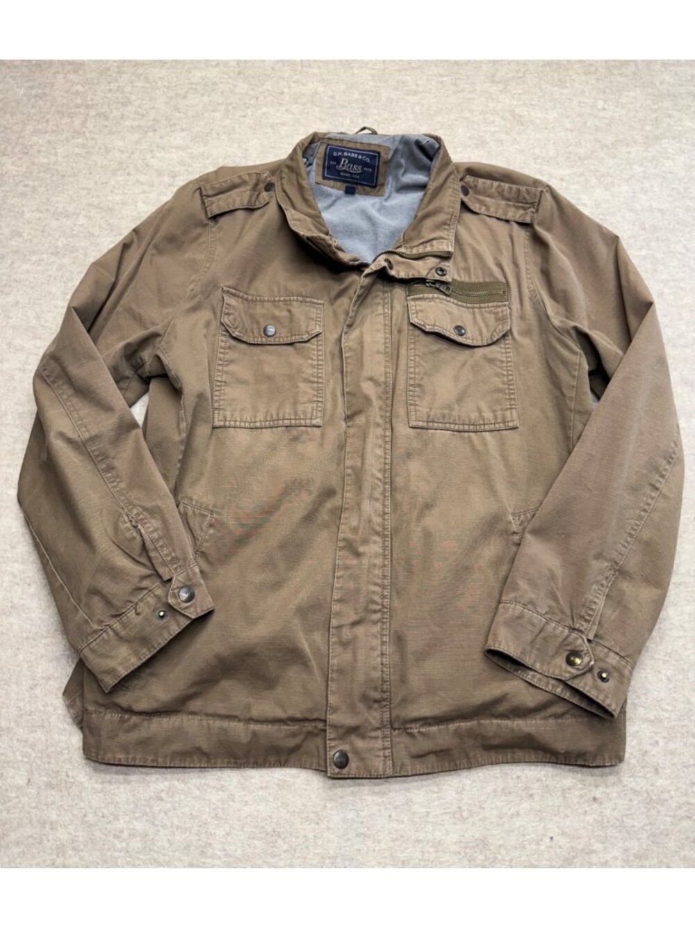 G.H. BASS & Co. Brown Military Style Full Zip Men's Jacket Size XL - Picture 1 of 9